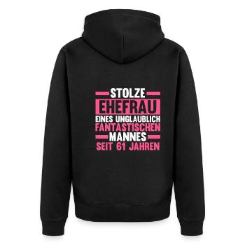 Marriage Elms Wedding 61 Years Married Weddings - Unisex Premium Organic Zip Hoodie - black - Back - Nico (187cm)