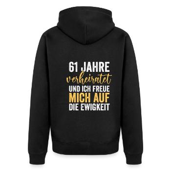 Ehe Ulmen Hochzeit 61 Jahre Verheiratet Hochzeitst - Unisex Premium Bio Zip Hoodie - Schwarz - Hinten - Nico (187cm)