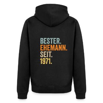 Valentinstag Bester Ehemann Seit 1971 - Unisex Premium Bio Zip Hoodie - Schwarz - Hinten - Nico (187cm)