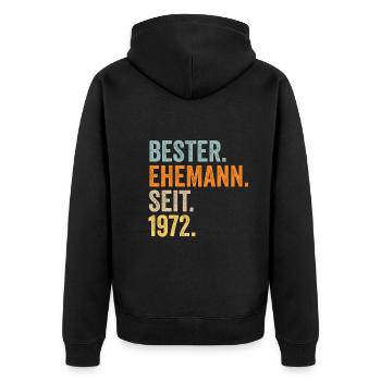 Valentinstag Bester Ehemann Seit 1972 - Unisex Premium Bio Zip Hoodie - Schwarz - Hinten - Nico (187cm)