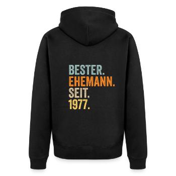 Valentine's Day Best Husband Since 1977 - Unisex Premium Organic Zip Hoodie - black - Back - Nico (187cm)