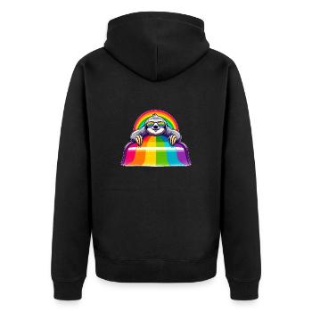 LGBTQ Pride Sloth Rainbow Playground - Unisex Premium Organic Zip Hoodie - black - Back - Nico (187cm)