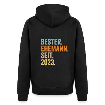 Meilleur mari de la Saint-Valentin depuis 2023 - Veste à capuche bio Premium Unisexe - noir - Dos - Nico (187cm)