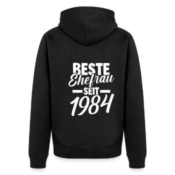 Valentinstag Beste Ehefrau Seit 1984 - Unisex Premium Bio Zip Hoodie - Schwarz - Hinten - Nico (187cm)