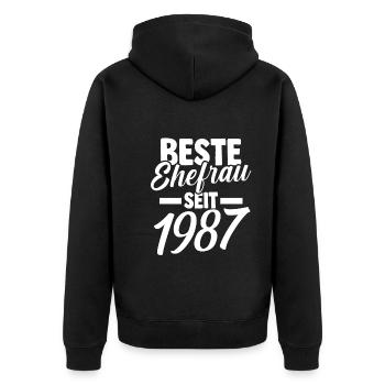 Meilleure épouse de la Saint-Valentin depuis 1987 - Veste à capuche bio Premium Unisexe - noir - Dos - Nico (187cm)
