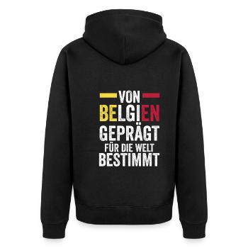 Belgier Belgisch Belgien - Unisex Premium Bio Zip Hoodie - Schwarz - Hinten - Nico (187cm)