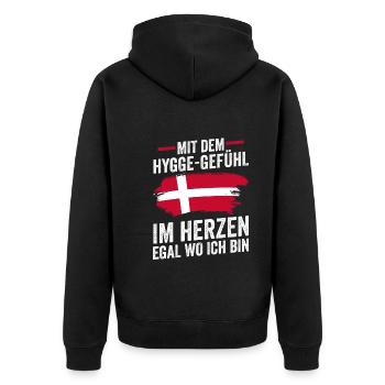 Danes Danish Denmark - Unisex Premium Organic Zip Hoodie - black - Back - Nico (187cm)
