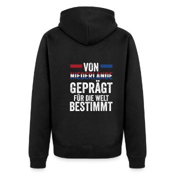 Netherlands Netherlands Holland - Unisex Premium Organic Zip Hoodie - black - Back - Nico (187cm)