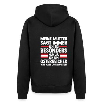 Austrians Austria - Unisex Premium Organic Zip Hoodie - black - Back - Nico (187cm)