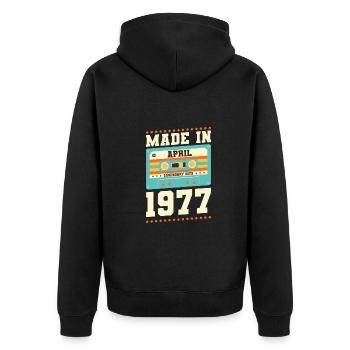 46e anniversaire Avril Né en 1977 Idée cadeau - Veste à capuche bio Premium Unisexe - noir - Dos - Nico (187cm)