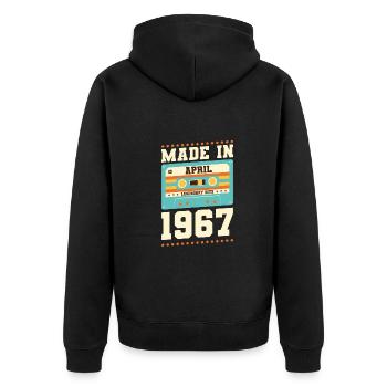 56e anniversaire Avril Né en 1967 Idée cadeau - Veste à capuche bio Premium Unisexe - noir - Dos - Nico (187cm)