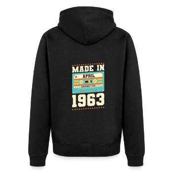 60e anniversaire Avril Né en 1963 Idée cadeau - Veste à capuche bio Premium Unisexe - noir - Dos - Nico (187cm)
