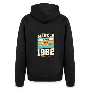 71e anniversaire Avril Né en 1952 Idée cadeau - Veste à capuche bio Premium Unisexe - noir - Dos - Nico (187cm)