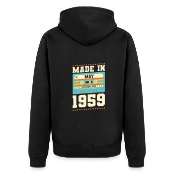 56e anniversaire Mai Né en 1967 Idée cadeau - Veste à capuche bio Premium Unisexe - noir - Dos - Nico (187cm)