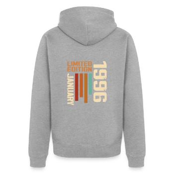 January 1996 - 1996 January Birthday Gift - Unisex Premium Organic Zip Hoodie - heather grey - Back - Nico (187cm)