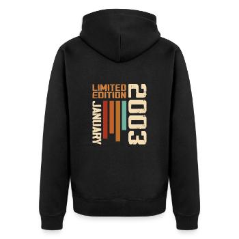 January 2003 - 2003 January Birthday Gift - Unisex Premium Organic Zip Hoodie - black - Back - Nico (187cm)