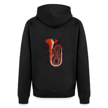 Tuba notes orange - Unisex Premium Organic Zip Hoodie - black - Back - Nico (187cm)
