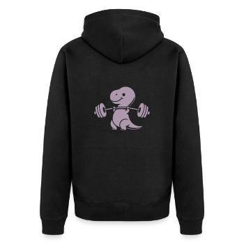 T-Rex with Dumbbell Workout - Unisex Premium Organic Zip Hoodie - black - Back - Nico (187cm)