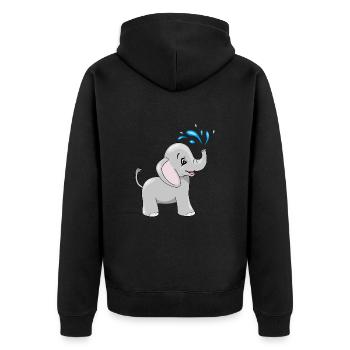Niedliches Baby-Elefantenbad - Unisex Premium Bio Zip Hoodie - Schwarz - Hinten - Nico (187cm)