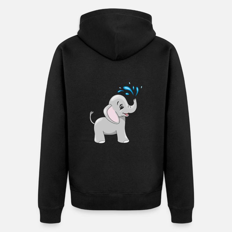 Mignon bébé éléphant se baignant - Veste à capuche bio Premium Unisexe - noir