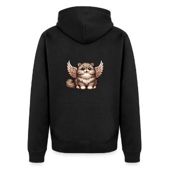 Persian Cat Angel Fluffy Fur - Unisex Premium Organic Zip Hoodie - black - Back - Nico (187cm)