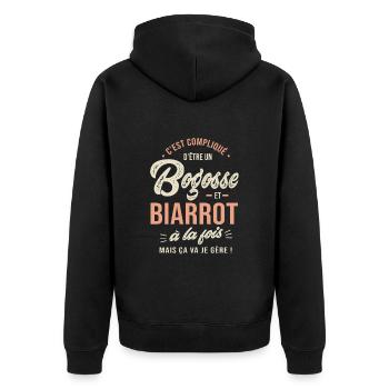 Biarrot Bogosse Cadeau Humour Biarritz 64 - Veste à capuche bio Premium Unisexe - noir - Dos - Nico (187cm)