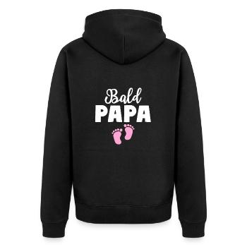Bald Papa Tochter Baby Vater - Unisex Premium Bio Zip Hoodie - Schwarz - Hinten - Nico (187cm)