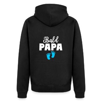 Bald Papa Sohn Baby Vater - Unisex Premium Bio Zip Hoodie - Schwarz - Hinten - Nico (187cm)