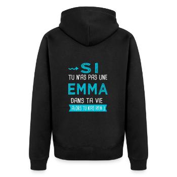 Emma Si tu n as pas une emma - Veste à capuche bio Premium Unisexe - noir - Dos - Nico (187cm)