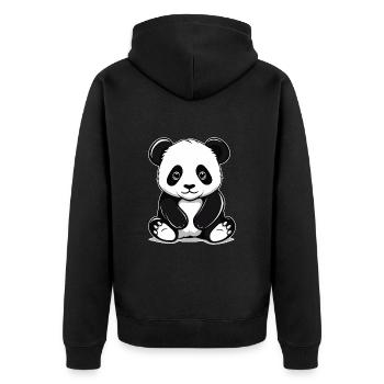 Niedlicher Panda Bambus Wald Tier Tierwelt für - Unisex Premium Bio Zip Hoodie - Schwarz - Hinten - Nico (187cm)
