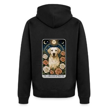 Labrador Retriever - Unisex Premium Bio Zip Hoodie - Schwarz - Hinten - Nico (187cm)