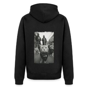 Gangster Cats Streetwear Cool Cat Motif - Veste à capuche bio Premium Unisexe - noir - Dos - Nico (187cm)