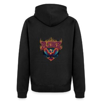 Phönix - Unisex Premium Bio Zip Hoodie - Schwarz - Hinten - Nico (187cm)