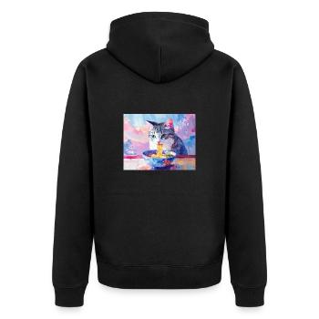 Katze ,Japan ,Kawaii,anime,ramen,pink - Unisex Premium Bio Zip Hoodie - Schwarz - Hinten - Nico (187cm)