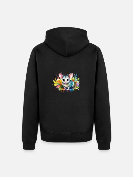 opossum,maus,graffiti,illustration,bunt - Unisex Premium Bio Zip Hoodie - Schwarz