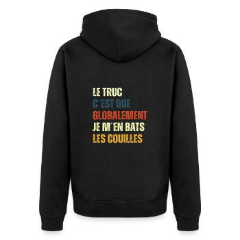 The thing is, overall, I'm fighting - Unisex Premium Organic Zip Hoodie - black - Back - Nico (187cm)