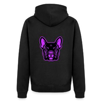 Französische Bulldogge Hund Kopf - Unisex Premium Bio Zip Hoodie - Schwarz - Hinten - Nico (187cm)