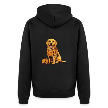 Golden Retriever Hund Halloween Comic Lustig - Unisex Premium Bio Zip Hoodie - Schwarz - Hinten - Nico (187cm)
