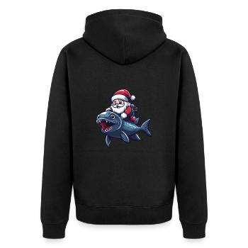Piranha Poisson Père Noël - Veste à capuche bio Premium Unisexe - noir - Dos - Nico (187cm)