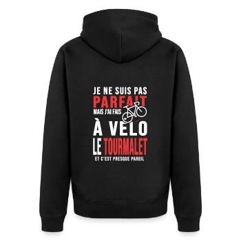 j ai fais le tourmalet à vélo cadeau velo cycliste - Veste à capuche bio Premium Unisexe - noir - Dos - Nico (187cm)