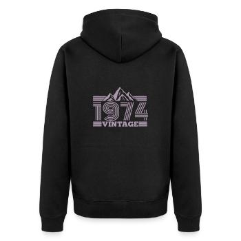 jahrgang 1974 Geburtstag Berge Wandern Klettern - Unisex Premium Bio Zip Hoodie - Schwarz - Hinten - Nico (187cm)