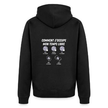 comment j'occupe mon temps libre - Veste à capuche bio Premium Unisexe - noir - Dos - Nico (187cm)