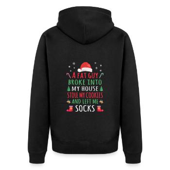 Lustiger Nikolaus Spruch - Ein dicker Kerl ....... - Unisex Premium Bio Zip Hoodie - Schwarz - Hinten - Nico (187cm)