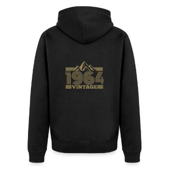 Vintage 1964 Birthday Hiking Mountains Climbing - Unisex Premium Organic Zip Hoodie - black - Back - Nico (187cm)