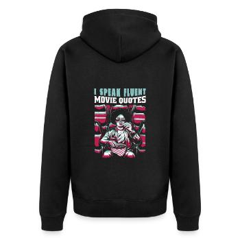 Je parle couramment les citations de films - Veste à capuche bio Premium Unisexe - noir - Dos - Nico (187cm)
