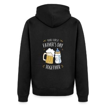 Unser erster Vatertag - Unisex Premium Bio Zip Hoodie - Schwarz - Hinten - Nico (187cm)
