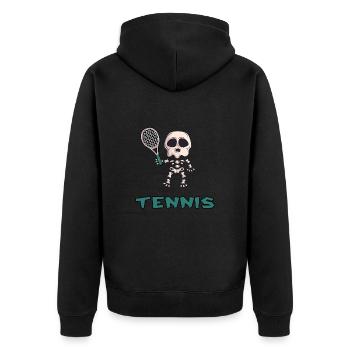 tennis tennis match tennis player tennis-oldie - Unisex Premium Organic Zip Hoodie - black - Back - Nico (187cm)