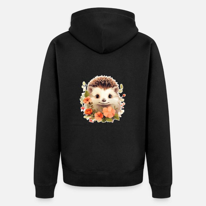 Süßer Igel - Unisex Premium Bio Zip Hoodie - Schwarz