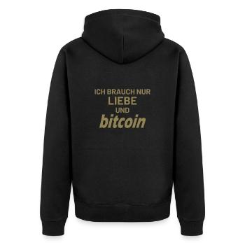 J’ai juste besoin de Bitcoin et d’amour - Veste à capuche bio Premium Unisexe - noir - Dos - Nico (187cm)