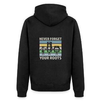 Retro Design Oldschool VHS Diskette Kassette - Unisex Premium Bio Zip Hoodie - Schwarz - Hinten - Nico (187cm)